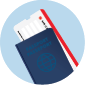 Passport and airline ticket image