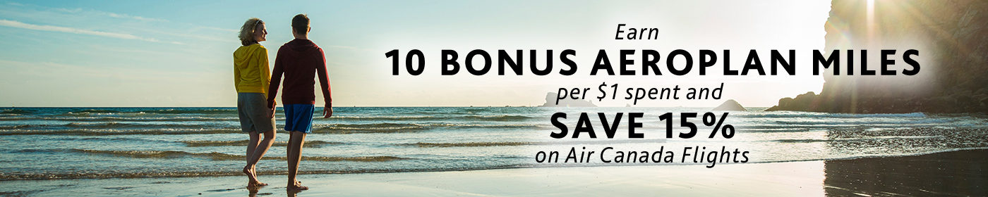 Earn 10 bonus Aeroplan Miles and save 15%