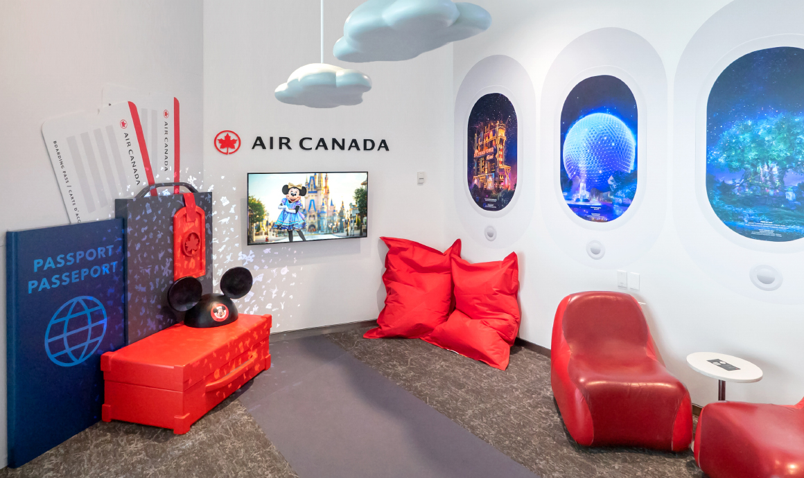 Air Canada cria espaço infantil inspirado nos 50 anos do Walt Disney World