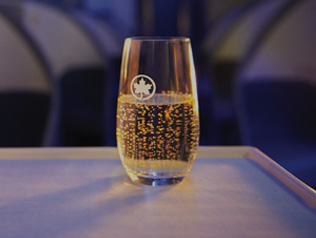 Air Canada business class glass of champagne