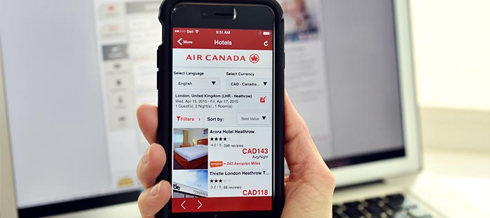 Air Canada sul Suo dispositivo mobile